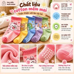 Combo 5/10 Đôi Tất Tập Đi, Vớ Chống Trơn Trượt Có Cao Su Bé Trai Gái Từ 0-3Tuổi 4