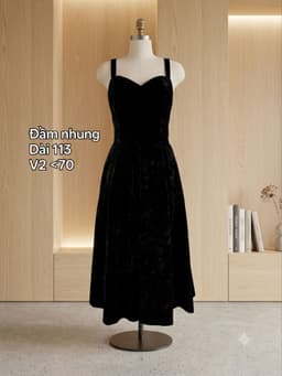 [2hand] Đầm nhung 2 dây đen cúp ngực dáng xoè lót tơ tôn dáng size S 2