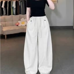 (Mở Bán) Quần Kaki Lami Ống Suông Rộng Cạp Chun Phong Cách Hàn Quốc_m133.134 4