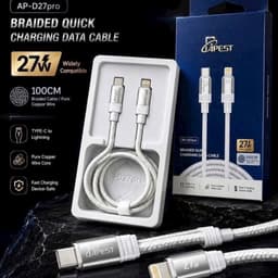 Cáp Sạc Nhanh 27W APEST AP-D27 Type-C to Li-ninq Bọc Dù Cao Cấp Cho IP Bảo Hành 12 Tháng 2