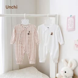 Bộ body liền thân dài tay sơ sinh Unchi vải petit mềm mát, bodysuit cho bé trai bé gái 3-9kg UCB05 3
