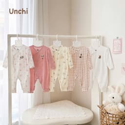 Bộ body liền thân dài tay sơ sinh Unchi vải petit mềm mát, bodysuit cho bé trai bé gái 3-9kg UCB05 2