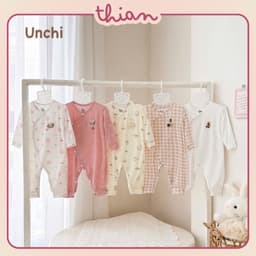 Bộ body liền thân dài tay sơ sinh Unchi vải petit mềm mát, bodysuit cho bé trai bé gái 3-9kg UCB05 1