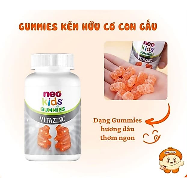 Neo Kids Gummies VitaZinC (lọ 60 viên) kẹo dẻo ,bổ sung kẽm hữu cơ và vitamin cho bé khoẻ mạnh> BUN BUN SHOP