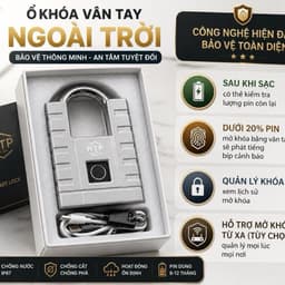 [Chống nước ] Khoá bóp bấm điện tử Vân Tay HTP 08 chống mưa ngoài trời , khóa móc thông minh 100 vân tay , APP TTLOCK  3