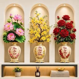 Decal dán tường 3 khung lọ hoa( 1 khung 30x60cm) 1