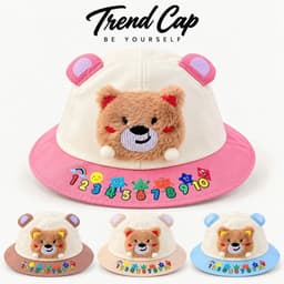 Mũ Vành Trẻ Em Hình Gấu 3D Siêu Dễ Thương – Mũ Tai Gấu Thêu Số Nhiều Màu Cho Bé Trai Bé Gái 1-4 Tuổi 2