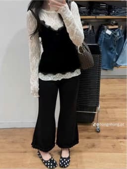 DANGMYCLOSET - Set Áo 2 Dây Nhung Ren Phối Áo Ren Mỏng Dài Tay Hot 5