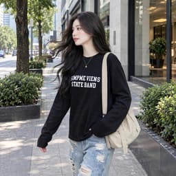 Áo thun cotton tay dài cổ tròn in chữ style Hàn Quốc thu đông BYN BYN CT BAND2 6