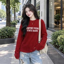 Áo thun cotton tay dài cổ tròn in chữ style Hàn Quốc thu đông BYN BYN CT BAND2 7