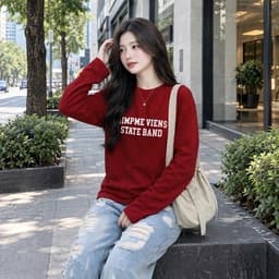 Áo thun cotton tay dài cổ tròn in chữ style Hàn Quốc thu đông BYN BYN CT BAND2 9