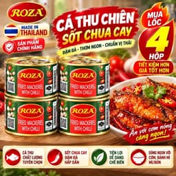 [ DATE 2029] LỐC 4 HỘP CÁ THU CHIÊN SỐT TƯƠNG ỚT ROZA THÁI LAN 150g/ hộp 9