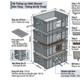 Bộ lọc tràn trên Baki cho hồ cá cảnh TẶNG GIÀN MƯA khi mua 4 tầng, 2-3-4 tầng, ống vào và ra phi 27 9