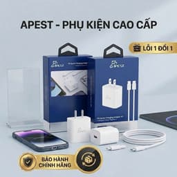 Bộ Sạc Nhanh 25W APEST AP-S200 PD Chuẩn EU Kèm Củ Sạc Và Cáp Sạc Type-C to Type-C Bọc Dù Siêu Bền Cho IP & Adroi 8