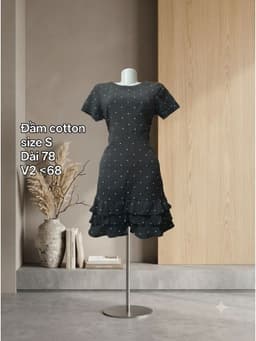 [2hand] Đầm chấm bi đuôi cá cộc tay tôn dáng size S 2