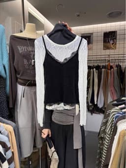 DANGMYCLOSET - Set Áo 2 Dây Nhung Ren Phối Áo Ren Mỏng Dài Tay Hot 9