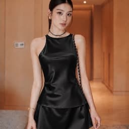 ( BIGSIZE ) VN171 Set áo lụa valentino dáng yếm + chân váy chữ A co giãn nhẹ basic by CarrotShop 5