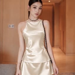 ( BIGSIZE ) VN171 Set áo lụa valentino dáng yếm + chân váy chữ A co giãn nhẹ basic by CarrotShop 4
