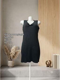 [2hand] Váy len mongtoghi 3 lỗ đen nhún nơ ngực size S M 2