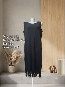 [2hand] Váy len gân 3 lỗ đen tua rua dáng suông freesize đến XL 2
