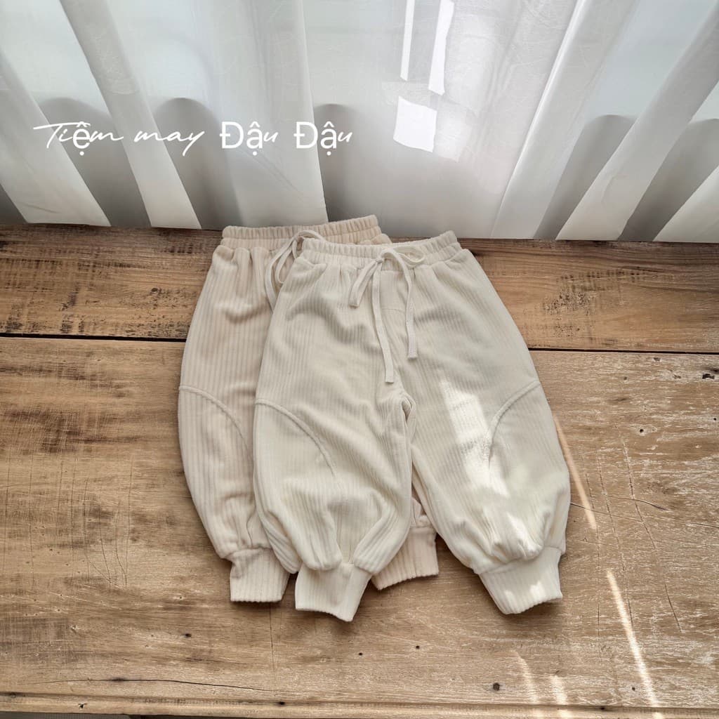 Quần ống thụng gân tăm nhung mềm mịn cho bé trai, bé gái
