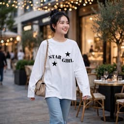 Áo thun dài tay cotton in chữ star girl kèm ngôi sao style đơn giản hằng ngày BYN BYN CT STARGIRL 9
