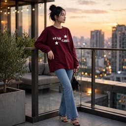 Áo thun dài tay cotton in chữ star girl kèm ngôi sao style đơn giản hằng ngày BYN BYN CT STARGIRL 3