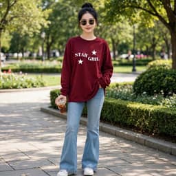 Áo thun dài tay cotton in chữ star girl kèm ngôi sao style đơn giản hằng ngày BYN BYN CT STARGIRL 6