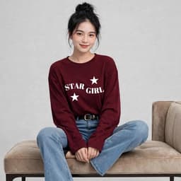 Áo thun nữ dài tay thu đông In chữ Star girl hot trend chất BYN BYN CT STARGIRL 2