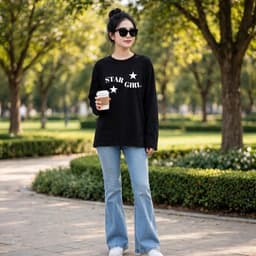Áo thun nữ dài tay thu đông In chữ Star girl hot trend chất BYN BYN CT STARGIRL 8