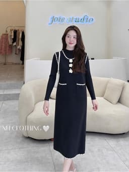 <Đầm bầu Quynhanhhouse> (QC) Váy len hoa Qc9055 5