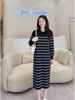 <Đầm bầu Quynhanhhouse> (QC) Váy len kẻ mặt cười Qc2111 2