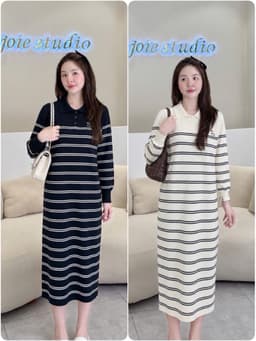 <Đầm bầu Quynhanhhouse> (QC) Váy len kẻ mặt cười Qc2111 1