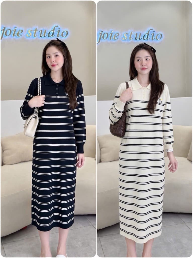 <Đầm bầu Quynhanhhouse> (QC) Váy len kẻ mặt cười Qc2111