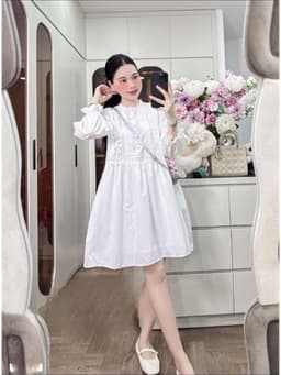 <Đầm bầu Quynhanhhouse> (NH CLOTHING) Váy thô pha ren m11993 4
