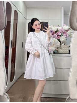 <Đầm bầu Quynhanhhouse> (NH CLOTHING) Váy thô pha ren m11993 2