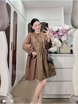 <Đầm bầu Quynhanhhouse> (NH CLOTHING) Váy thô pha ren m11993 3