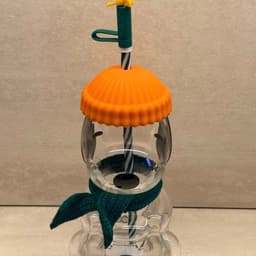 ĐEN _ STORE ( KÈM ẢNH THẬT ) Bình Thủy Tinh STB Snoopy Đội Mũ Len Kèm Khăn Choàng Bình Đựng Nước, Trà Sữa Hot Trend 8