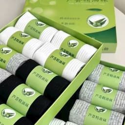Hộp 10 Đôi Tất Nha Đam Dệt Kim Chống Hôi Chân Khử Mùi Hiệu Quả Chất Liệu Thoải Mái Không Đổ Mồ Hôi  5