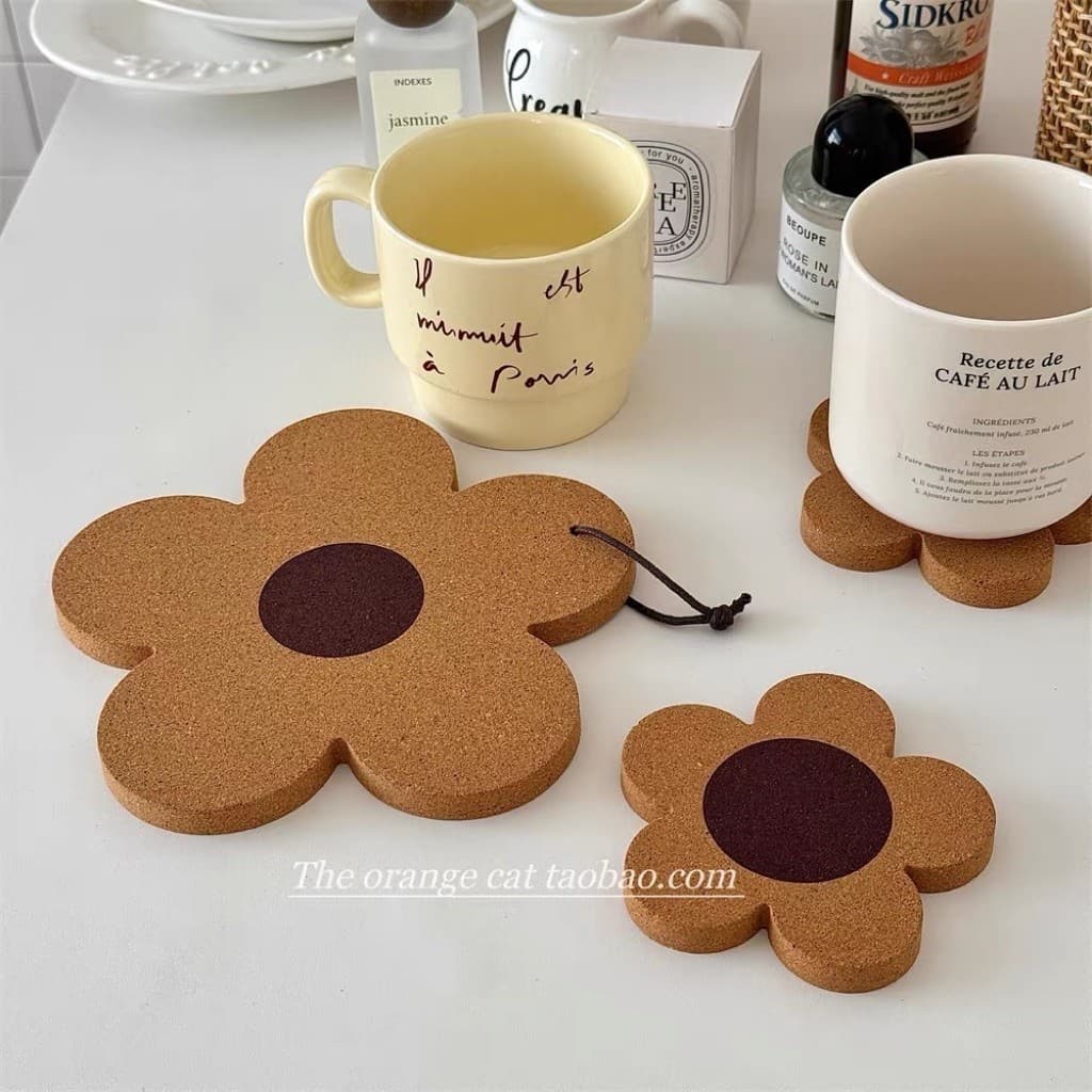 ĐEN _ STORE ( KÈM ẢNH THẬT ) Miếng Lót Cốc Bằng Gỗ Bằng Hình Bông Hoa Cute Đế Lót Cốc Lót Nồi Bằng Gỗ Decor