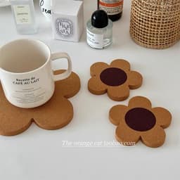 ĐEN _ STORE ( KÈM ẢNH THẬT ) Miếng Lót Cốc Bằng Gỗ Bằng Hình Bông Hoa Cute Đế Lót Cốc Lót Nồi Bằng Gỗ Decor 3