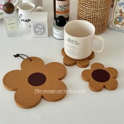 ĐEN _ STORE ( KÈM ẢNH THẬT ) Miếng Lót Cốc Bằng Gỗ Bằng Hình Bông Hoa Cute Đế Lót Cốc Lót Nồi Bằng Gỗ Decor 4