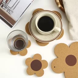 ĐEN _ STORE ( KÈM ẢNH THẬT ) Miếng Lót Cốc Bằng Gỗ Bằng Hình Bông Hoa Cute Đế Lót Cốc Lót Nồi Bằng Gỗ Decor 9