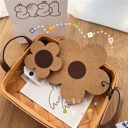 ĐEN _ STORE ( KÈM ẢNH THẬT ) Miếng Lót Cốc Bằng Gỗ Bằng Hình Bông Hoa Cute Đế Lót Cốc Lót Nồi Bằng Gỗ Decor 2