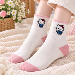 Tất Nữ Chất Cotton Hoạ Tiết Kitti Hồng Mới Siêu Xinh 4