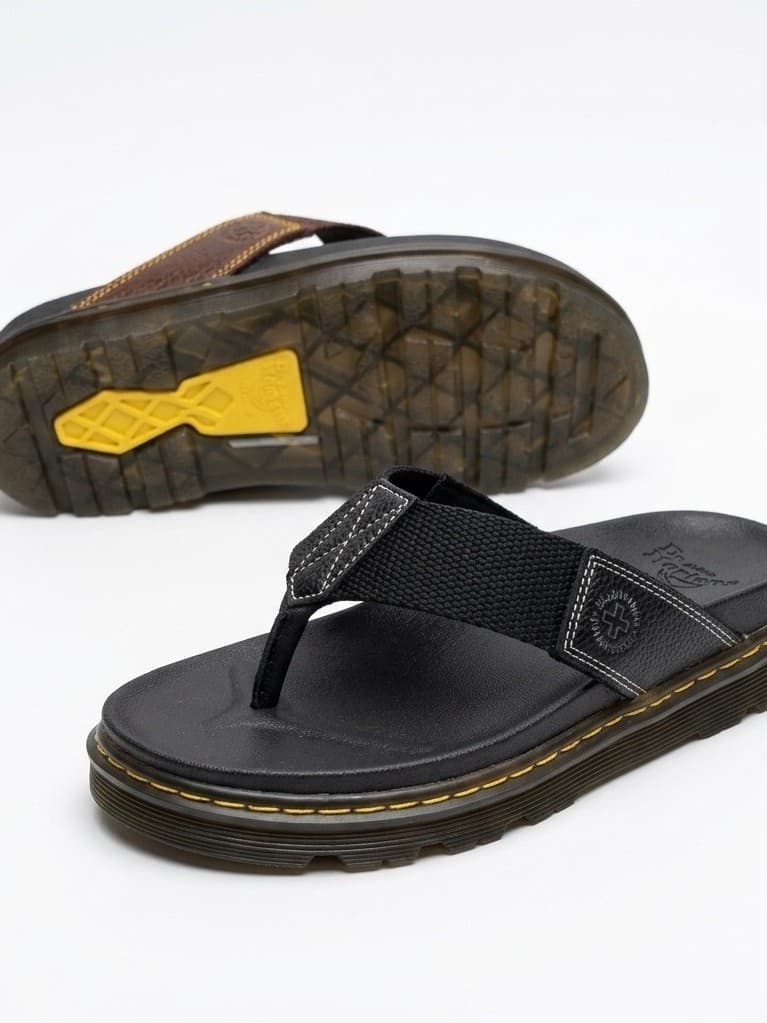 Dép kep da nam cao 4cm, quay da bò phối dù . (xưởng TuLiKi)