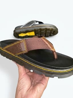 Dép kep da nam cao 4cm, quay da bò phối dù . (xưởng TuLiKi) 2