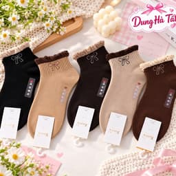 Tất Nữ Cổ Ngắn Chất Cotton  Set 10 Đôi Nhiều Mẫu Xinh xỉu 7