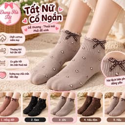 Tất Nữ Cổ Ngắn Chất Cotton  Set 10 Đôi Nhiều Mẫu Xinh xỉu 6