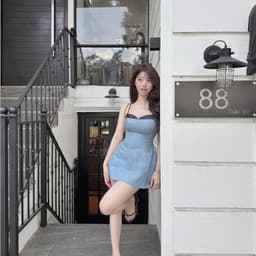 ( BIGSIZE ) VN177 Váy chữ A dáng 2 dây cúp tôn v1 chất liệu jean ép keo 2 lớp phối đá đen by CarrotShop 4
